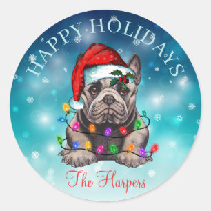 Cute Christmas Wish Happy Holidays Dog Pet Custom Classic Round Sticker