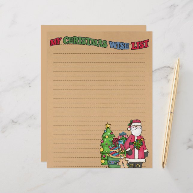 cute Christmas wish list Stationery paper (Front/Back In Situ)