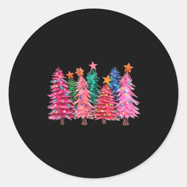 Cute Christmas With Nk Trees Xmas Costume Womens G Classic Round Sticker (Front)