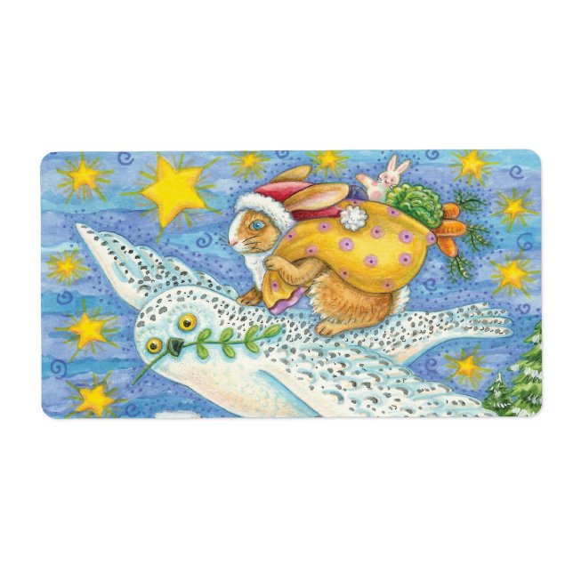 Cute Christmas with Rabbit as Santa Claus on Owl (Front)
