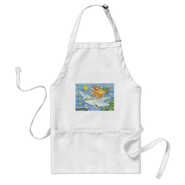 Cute Christmas with Rabbit as Santa Claus on Owl Standard Apron (Front)