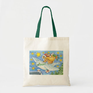 Cute Christmas with Rabbit as Santa Claus on Owl Tote Bag