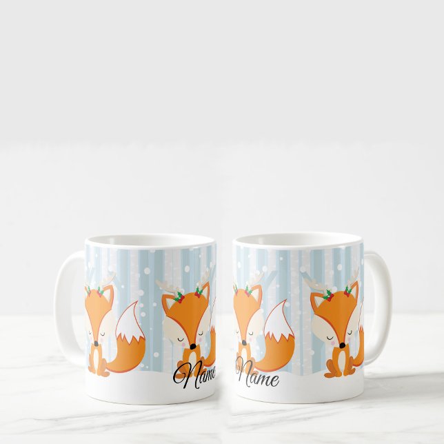 Cute Christmas Woodland Fox with Reindeer Antlers Coffee Mug (Creator Uploaded)