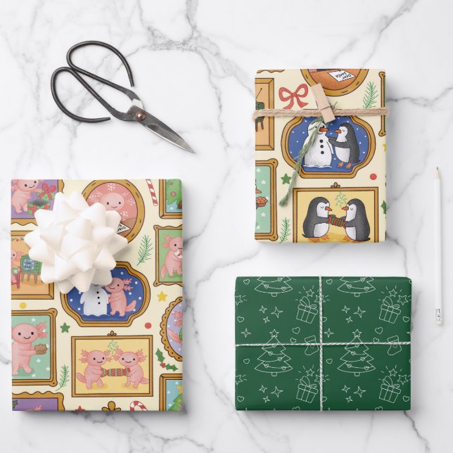 Cute Christmas Wrapping Paper Set (Front)