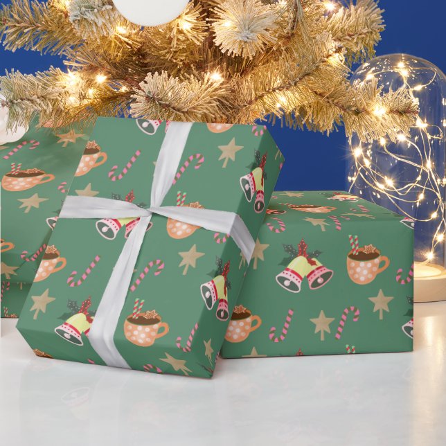 Cute Christmas Wrapping Paper with Hot Cocoa Joy (Holidays)