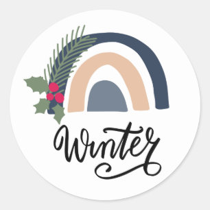 Cute Christmas Xmas Holiday Winter Pine Classic Round Sticker