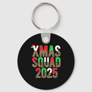 Cute Christmas Xmas Squad 2025 Leopard Print Famil Key Ring