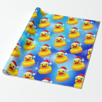 Cute Christmas Yellow Rubber Duck Wrapping Paper