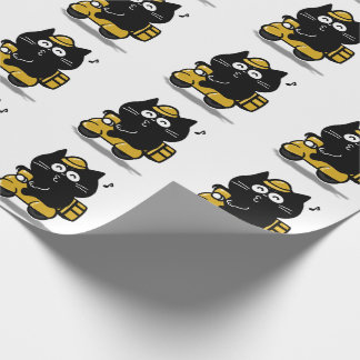 Cute Chubby Black Cat Sticker Wrapping Paper