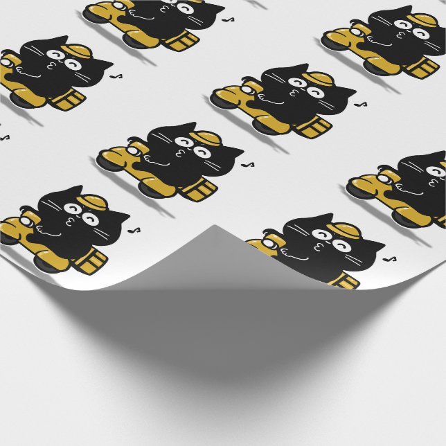 Cute Chubby Black Cat Sticker Wrapping Paper (Corner)