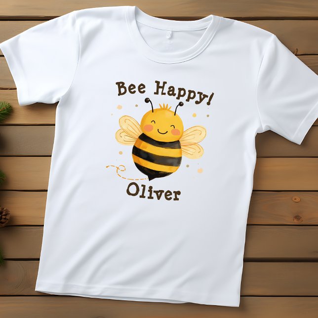 Cute Chubby Bumblebee "Bee Happy"  Toddler T-Shirt (Creator Uploaded)