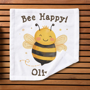 Cute Chubby Bumblebee "Bee Happy"  Wash Cloth