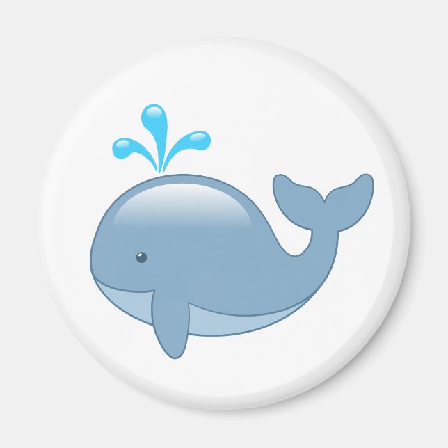 Cute Chubby Cartoon Whale Magnet (Front)