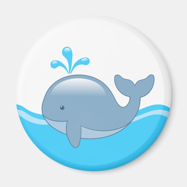 Cute Chubby Cartoon Whale Magnet (Front)