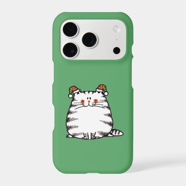 Cute Chubby Cat Two Christmas Hats (Back)