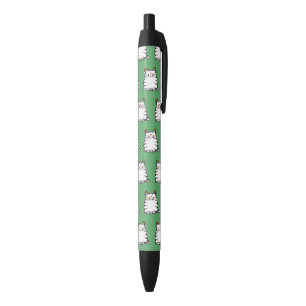 Cute Chubby Cat Two Christmas Hats Black Ink Pen