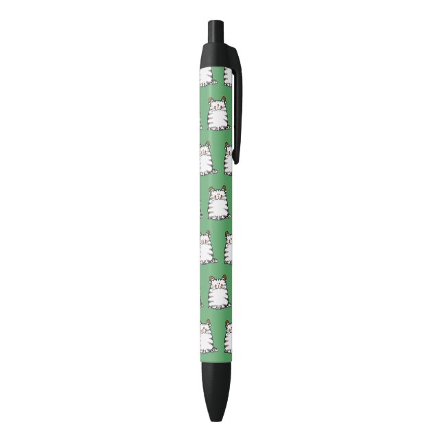 Cute Chubby Cat Two Christmas Hats Black Ink Pen (Bottom (Vertical))