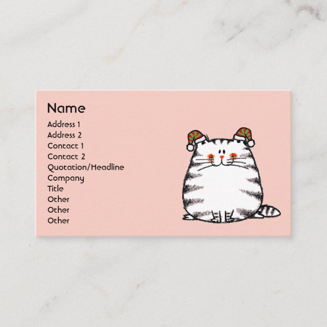 Cute Chubby Cat Two Christmas Hats  Business Card (Front)