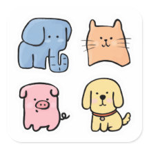 Cute Chubby Kawaii Pet Animals Sticker Sheet pack.