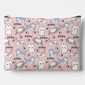 Cute Chubby Kittens and Meow Hearts Accessory Pouch
