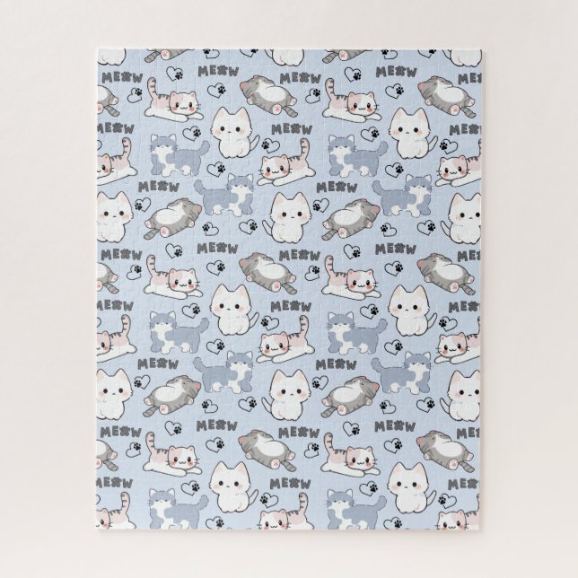 Cute Chubby Kittens and Meow Hearts Jigsaw Puzzle (Vertical)
