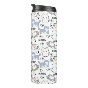 Cute Chubby Kittens and Meow Hearts Thermal Tumbler