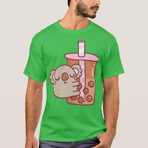 Cute Chubby Koala Hugging Bubble Tea Cup T-Shirt