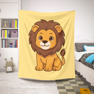 Cute Chubby Lion on Yellow Sherpa Blanket