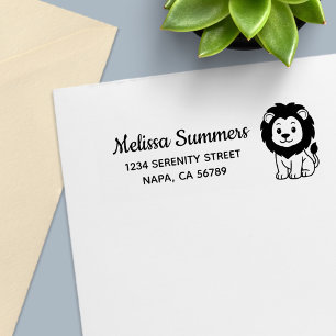 Cute Chubby Lion Return Address Self-inking Stamp