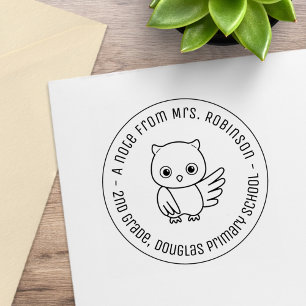 Cute Chubby Owl School Teacher Note 3 Rubber Stamp