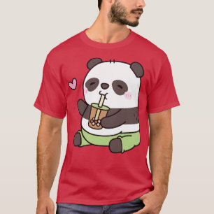 Cute Chubby Panda Bear Loves Bubble Tea T-Shirt