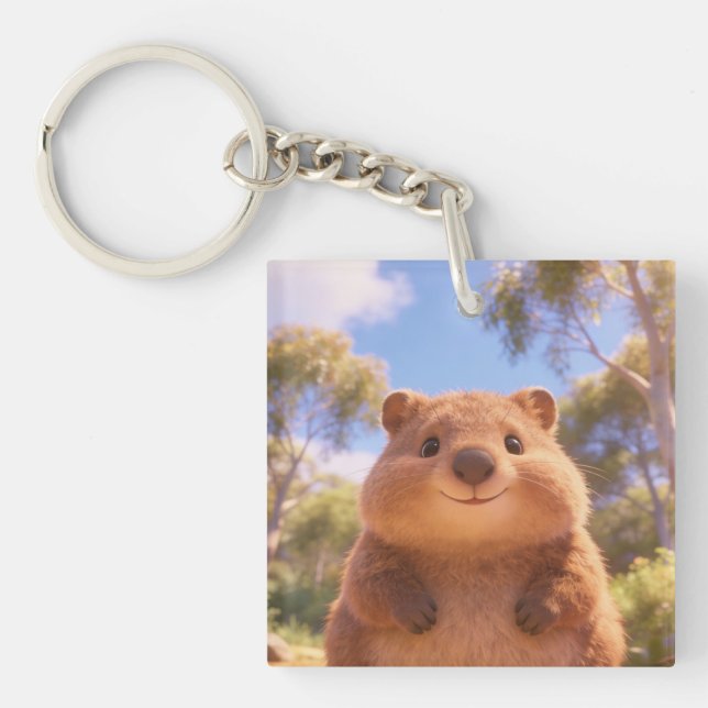 Cute Chubby Quokka Keychain (Front)