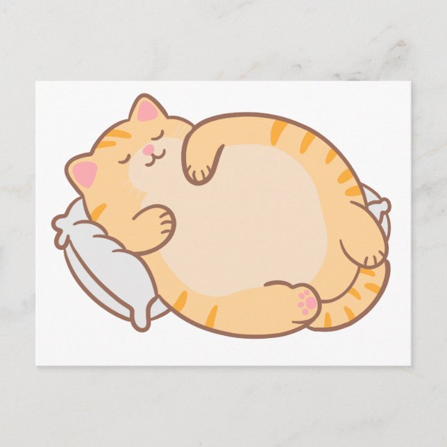 Cute Chubby Sleeping Orange Tabby Cat Pillow Holiday Postcard (Front)