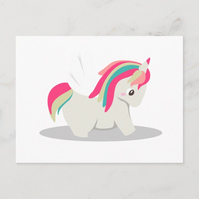 Cute chubby unicorn chibi blushing postcard (Front)