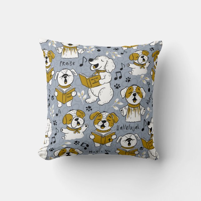 Cute Church choir singing puppies Cushion (Front)