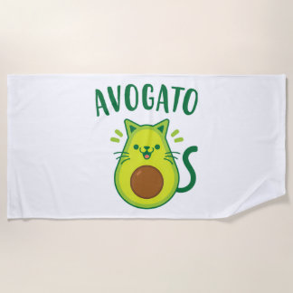 Cute Cinco de Mayo Avogato Avocado Cat Funny Avoca Beach Towel