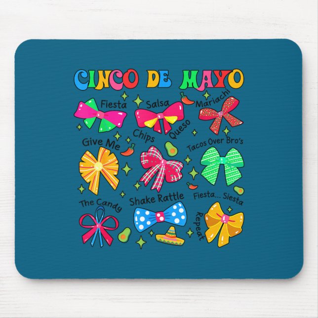 Cute cinco de mayo coquette bow nacho average mouse pad (Front)