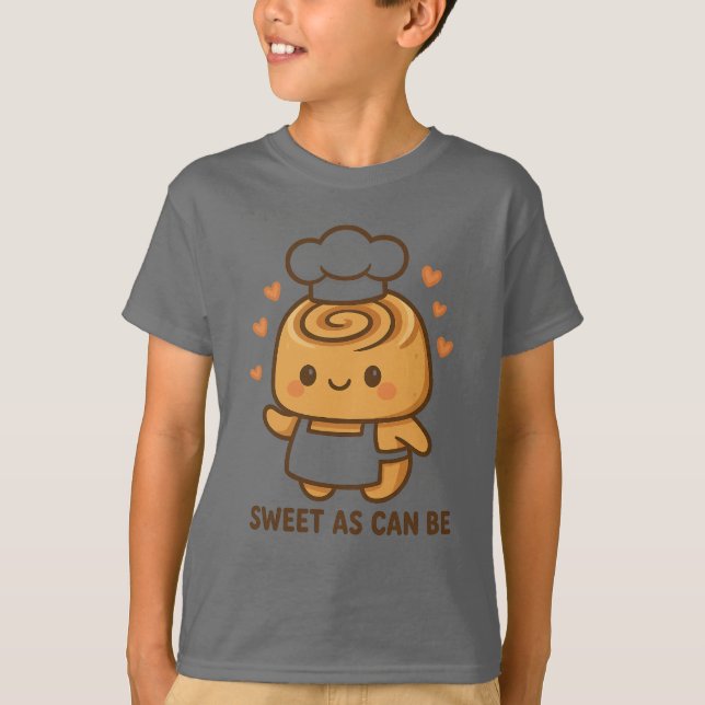 "Cute Cinnamon Roll Chef – Kawaii Baking Design T-Shirt (Front)