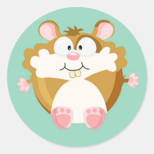 Cute circle hamster classic round sticker