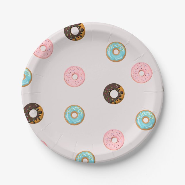 Cute Circular Doughnut Paper Plate (Front)
