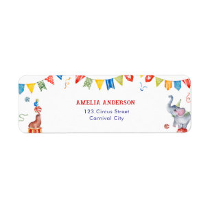 Cute Circus Animals Carnival Address Label