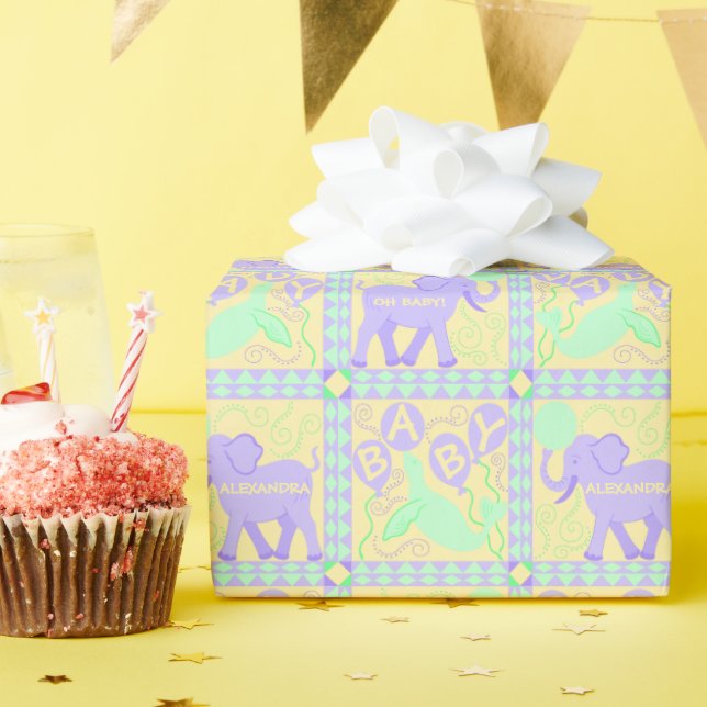 Cute Circus | Baby Shower Pattern Personalised Wrapping Paper (Birthday Party)