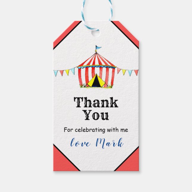 Cute Circus birthday Favour Tags (Front)