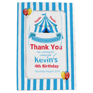 Cute Circus Birthday Party Thank You Medium Gift Bag