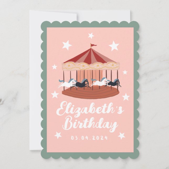 Cute Circus Carnival Festival Birthday Invitation (Back)