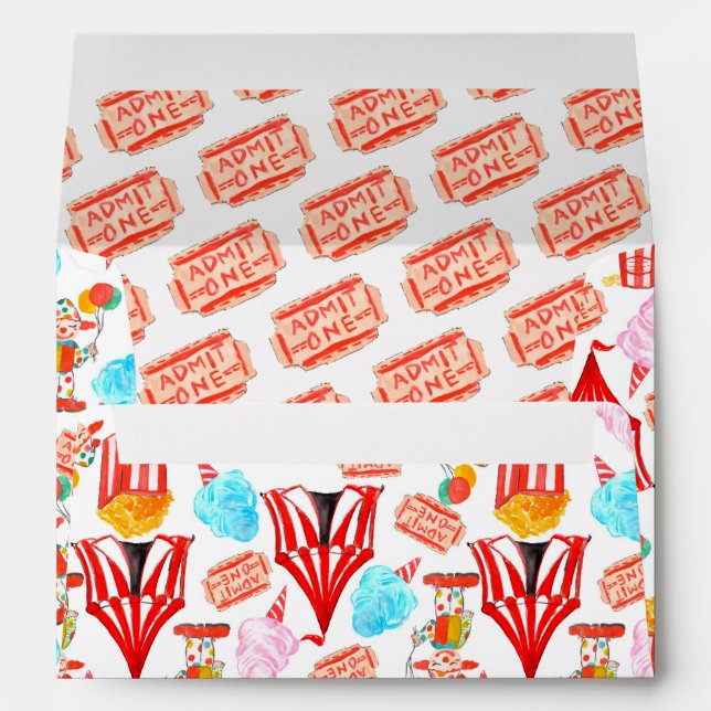 Cute Circus Carnival Festival Children Kids Party Envelope (Back (Bottom))