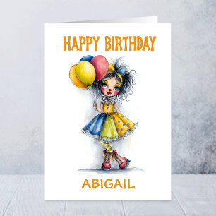 Cute Circus Clown Holding Balloons Birthday Card