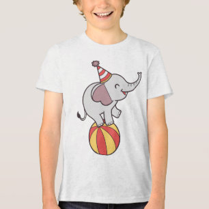 Cute Circus Elephant on Ball – Birthday Party Illu Tri-Blend Shirt