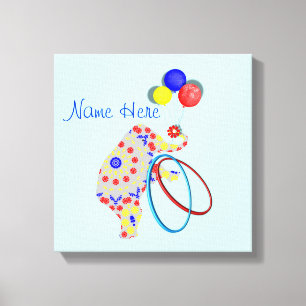 Cute Circus Elephant Red Blue Yellow Nursery Print