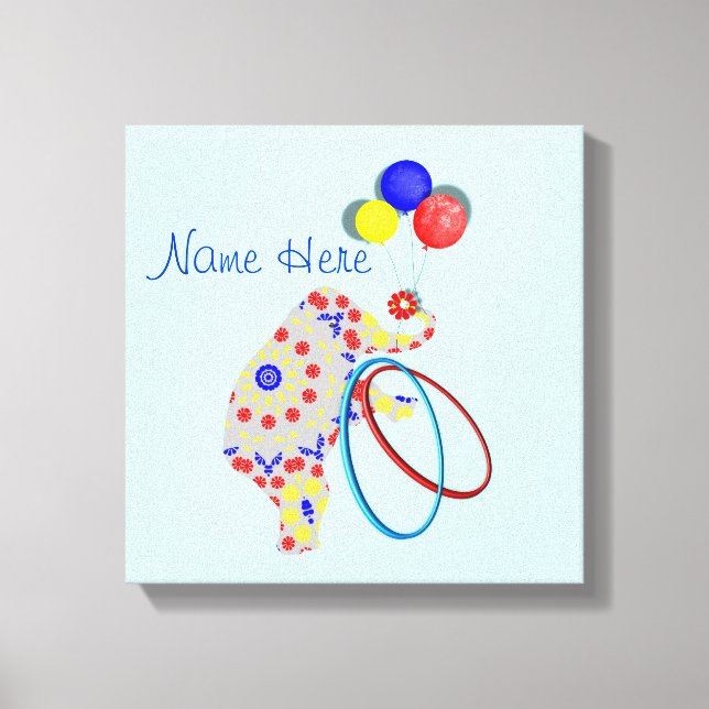 Cute Circus Elephant Red Blue Yellow Nursery Print (Front)